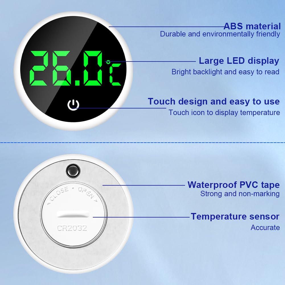 Flintronic Thermomètre d'Aquarium, Mini Thermomètre Aquarium Numérique, Affichage LED, Capteur de température haute précision, Convient aux aquariums d'eau douce et d'eau de mer