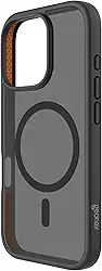 Geonav Capa Anti-Impacto para iPhone 16 Pro, TPU flexível nas extremidades, proteção anti-shock e policarbonato, Compatível com o sistema de ímãs MagSafe®, IPI16PBK, Transparente fosco/Preto