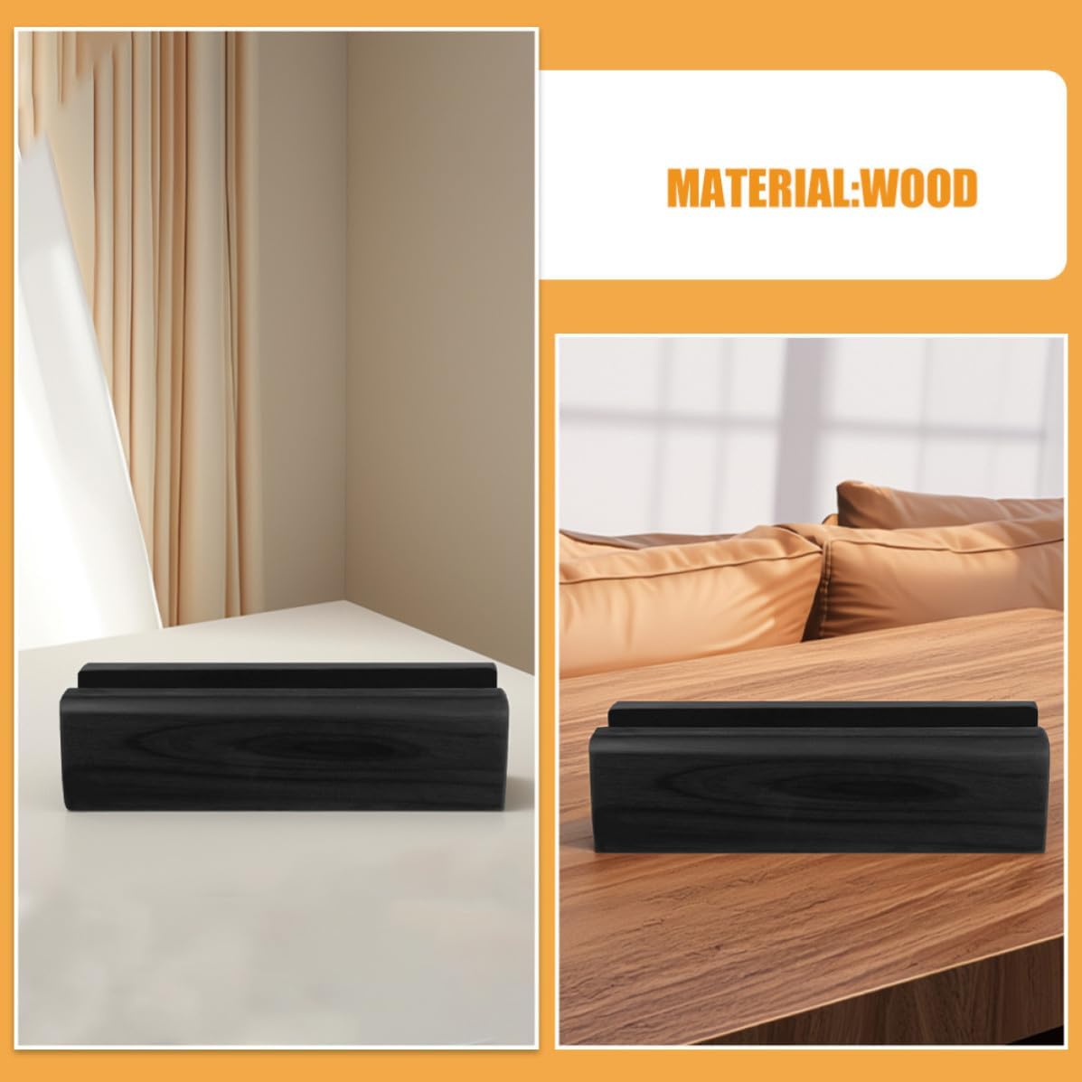 OSALADI Mirror Pedestal Stand with Sturdy Design Floor Base Wooden Reliable Support, Minimalist Black for Holder Rack Bathroom and Living Room