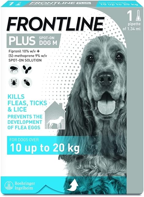 FRONTLINE Plus Flea & Tick Treatment for Medium Dogs (10-20kg) - 1 Pipettes, Flea And Tick Treatment For Dogs