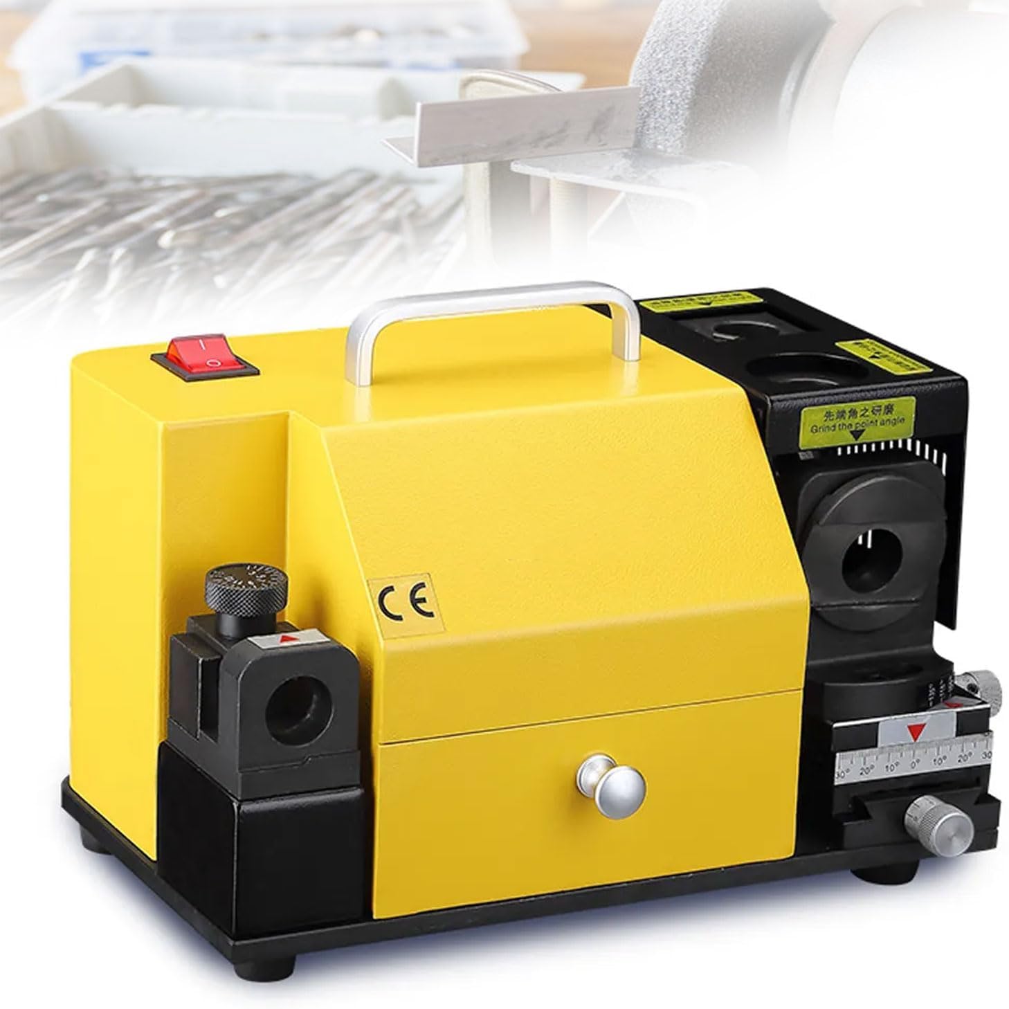 Drill Bits Sharpener, 4-14mm Portable Electric Drill Bit Grinding Machine, with High-Precision 11 Collets, 95°-135° Angle Adjustable, Professional Drill Bit Sharpening Tool(