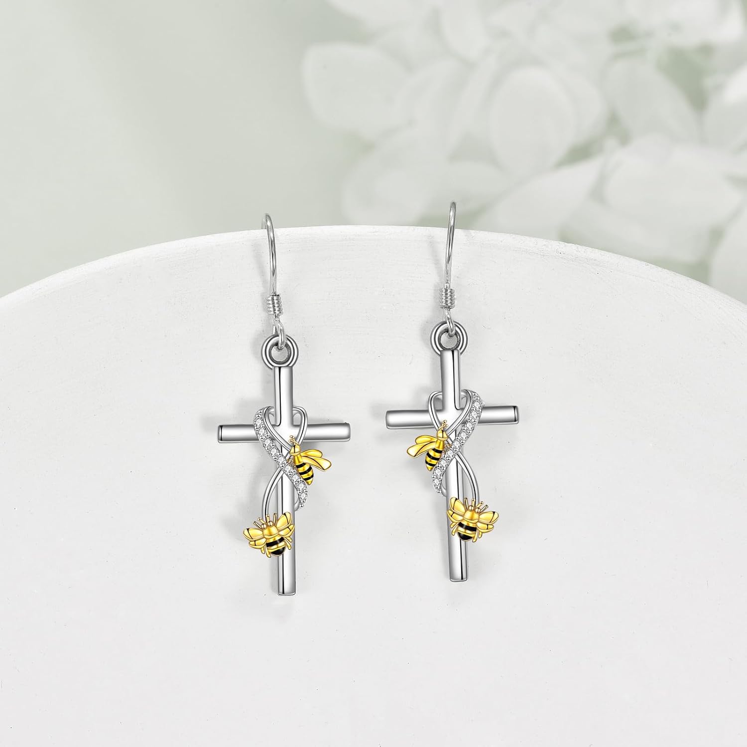 POPLYKE Cross Earrings for Women 925 Sterling Silver Dangle Earring Jewelry Gifts for Mother Sister Grandma