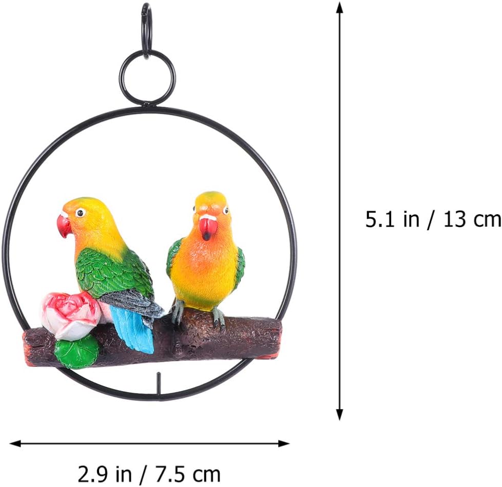 Hemoton Parrot Hanging Parrot Statue Bird Ring Perch Sculpture for Patio Garden Lawn Home Decor Christmas Decoration