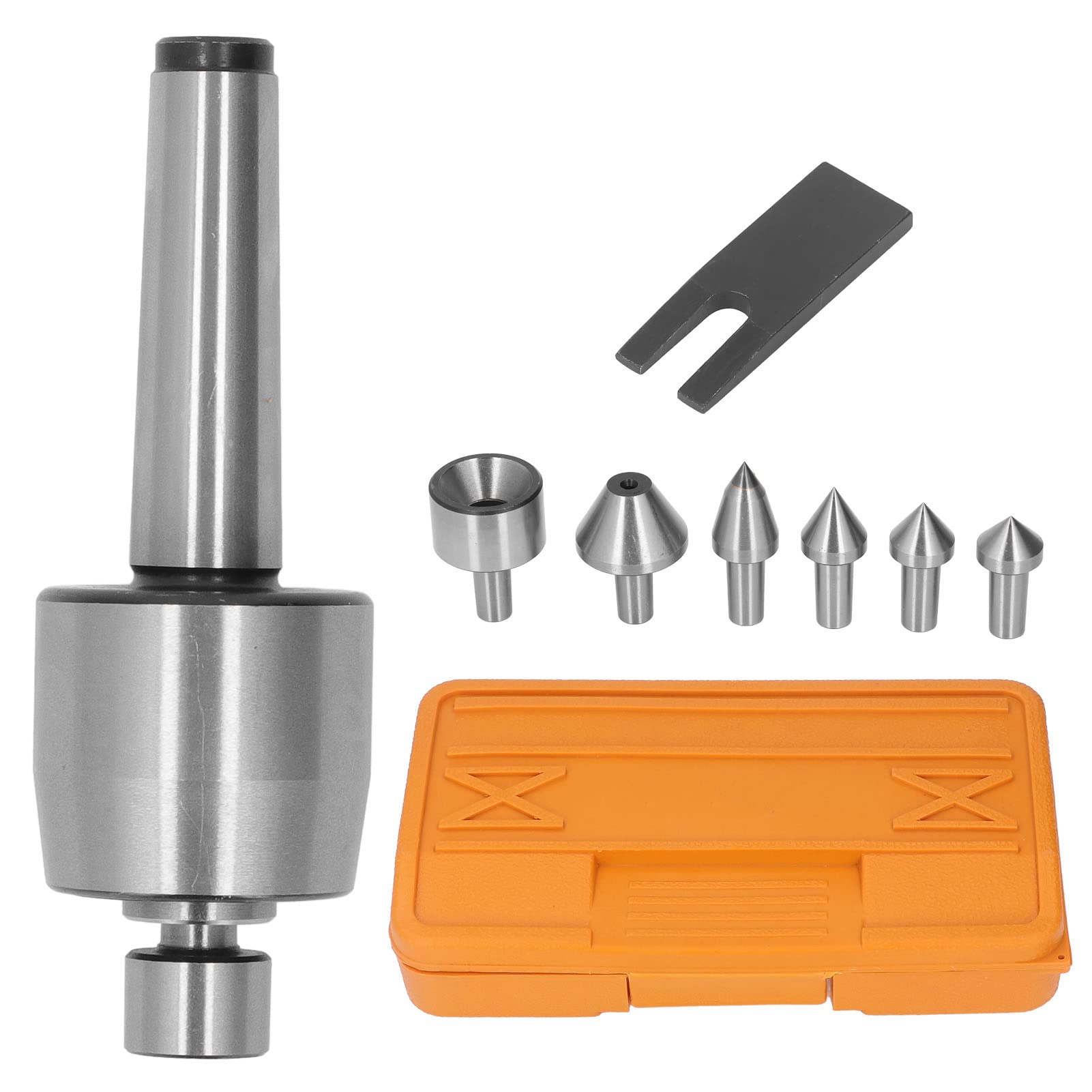Mt3 Medium Duty Live Center Set, Morse Taper Revolving High Carbon Steel 0.0006 Accuracy CNC Lathe Tool MT3 with 7 Interchangeable Points for Lathe Tailstock Machine