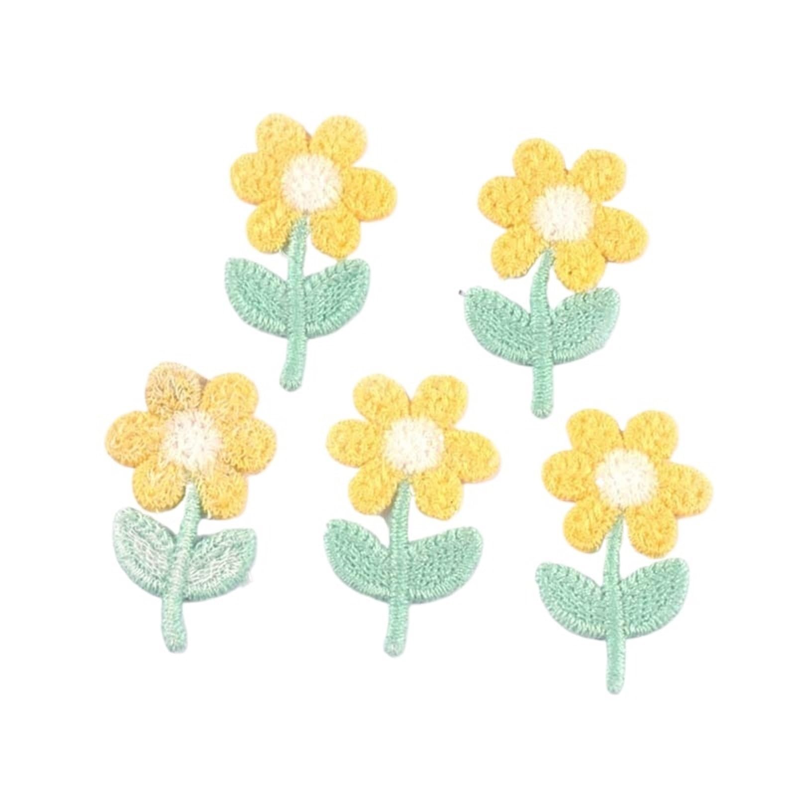 Wtaxbh Color2 Iron On Patches 60Pcs/Lot 23X36mm Mini Flower Appliques For Diy Hat Clothes Sewing Supplies Headwear Decor Sew-On Patches(Color2)