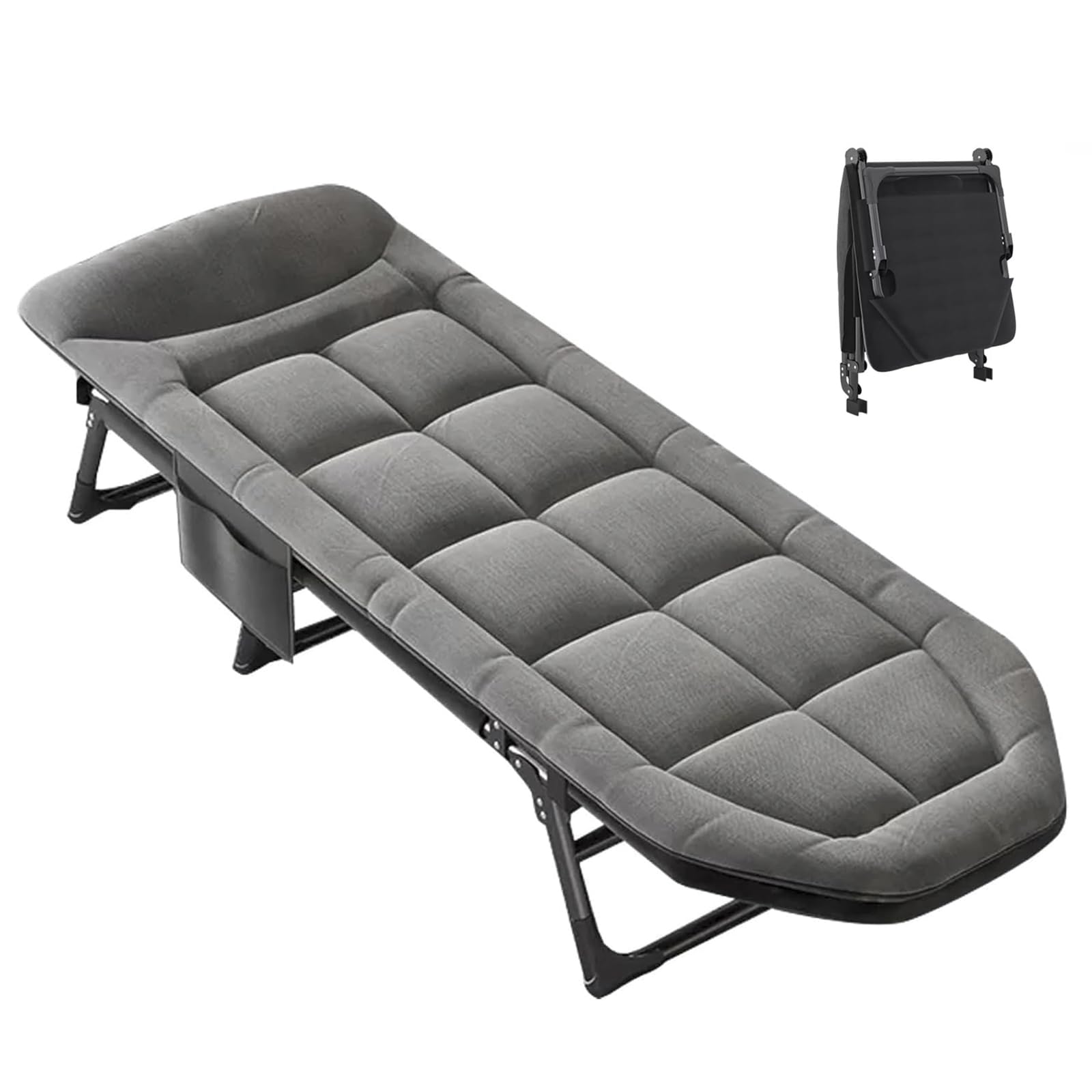Lettino da Campeggio Pieghevole per Adulti con Materasso, Chaise Longue Regolabile in 6 Posizioni, Lettino Portatile per Tende,Pesca,Picnic,Ospedale,Letto per Gli Ospiti