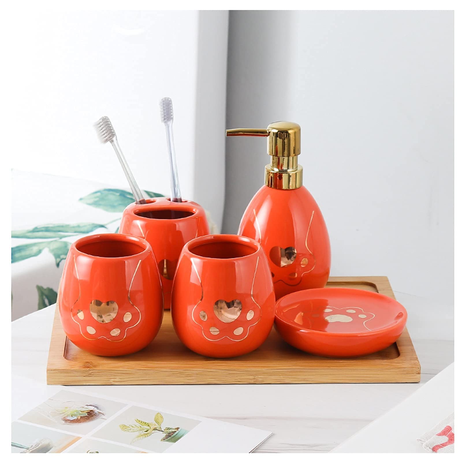 Terramoza Badezimmer-Set 5-teilig - Keramik In Beige Mit Matter Glasur