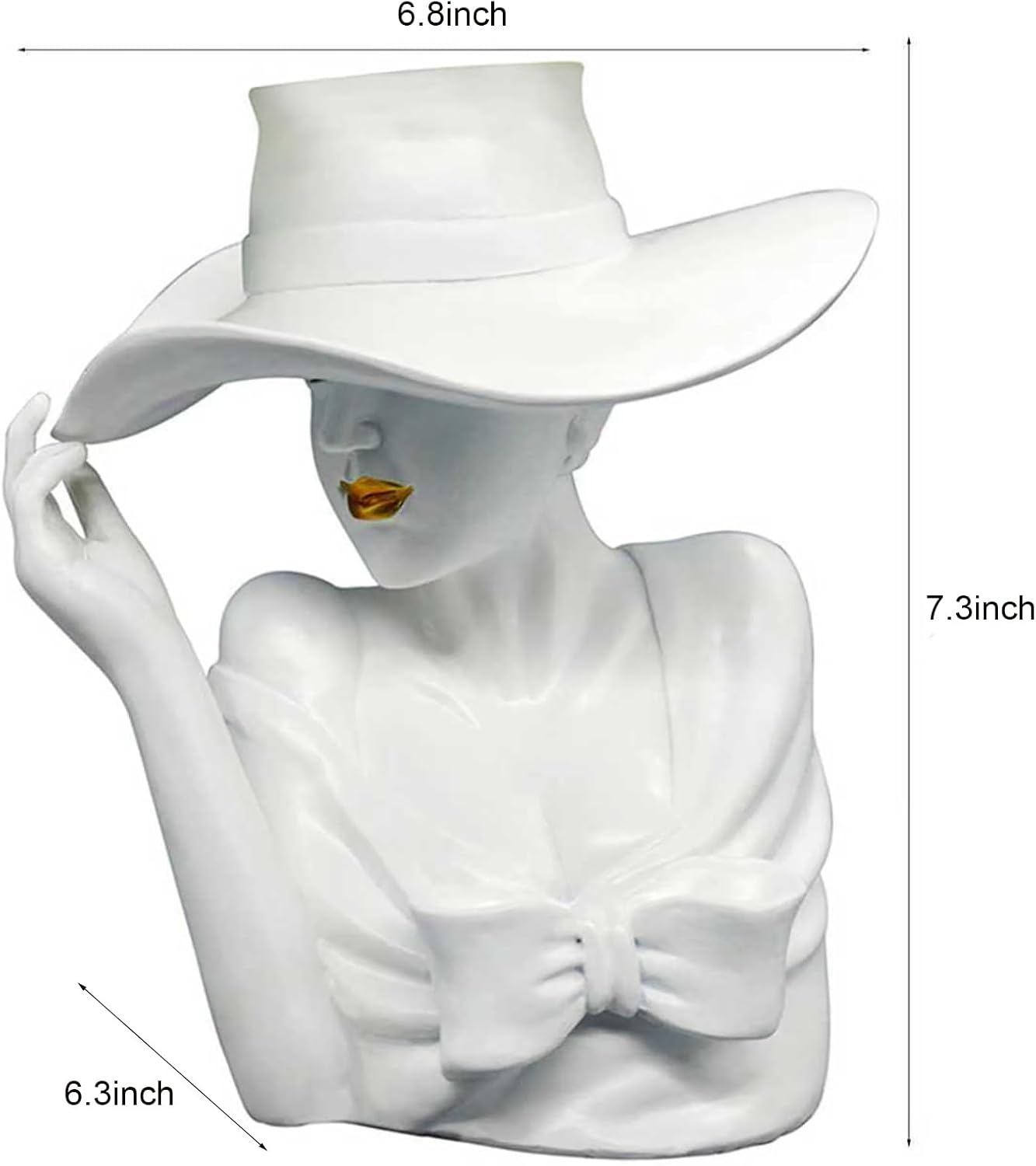 Ceramic White Flower Vase, Creative Elegant Woman Face Style -Arrangement Art Decorative Vase for Home Office Events Centerpiece Decor