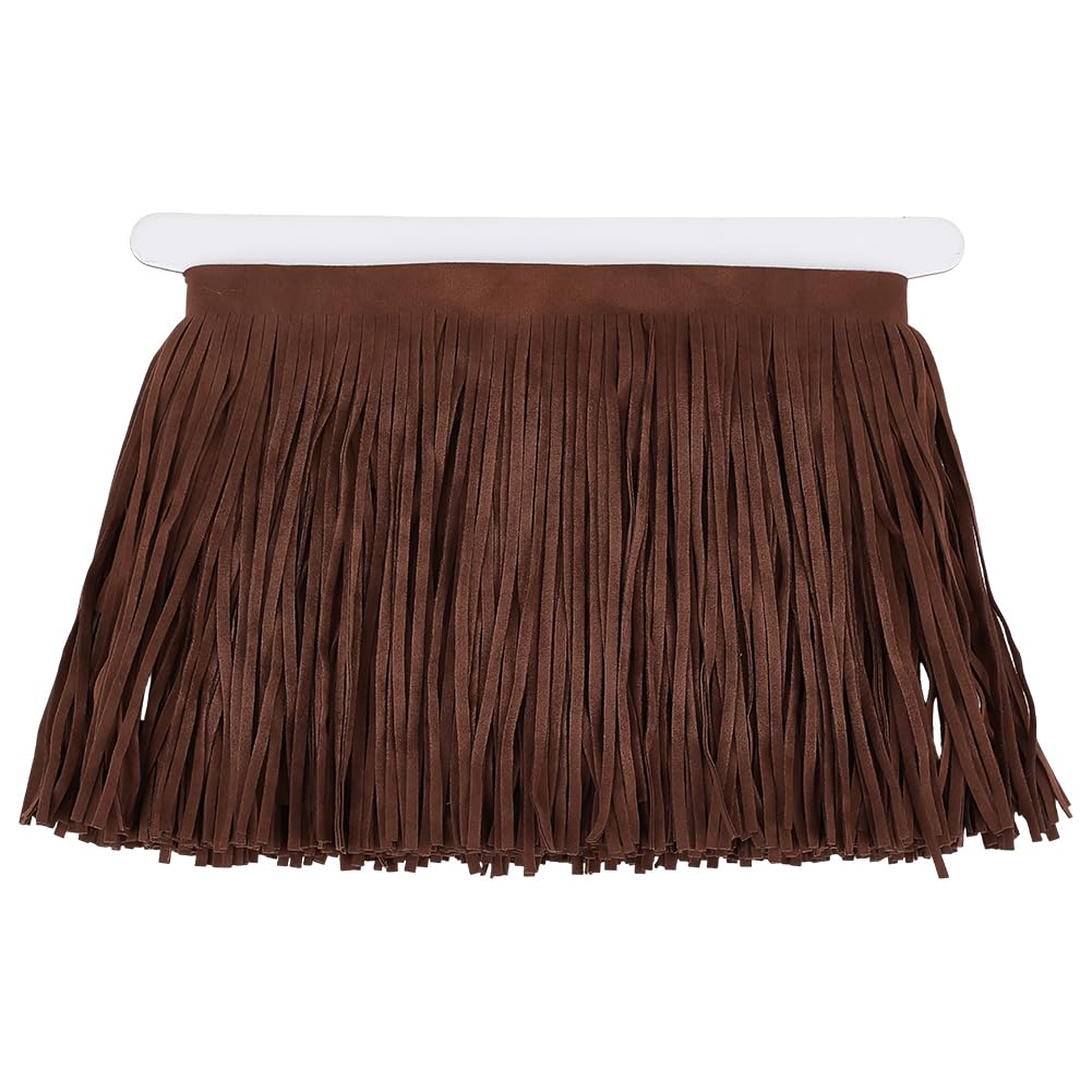 CALFOVERA 3M 15CM Double Side Sewing Velvet Leather Fringe Lace Trim Suede Tassel Fringe Trim Ribbon Hem Accessories for Boots Craft Handbag Embellishment Skirt Garment Decor(Brown)