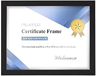 Melannco 12x9.4 Inch Black Wood Certificate Frame- Displays One 8.5x11 Inch Document