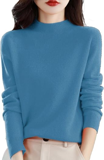 Cashmere Sweaters for Women Mock Turtleneck Soft Jumper Long Sleeve Warm Fall Winter Wool Pullover Sweater 2026