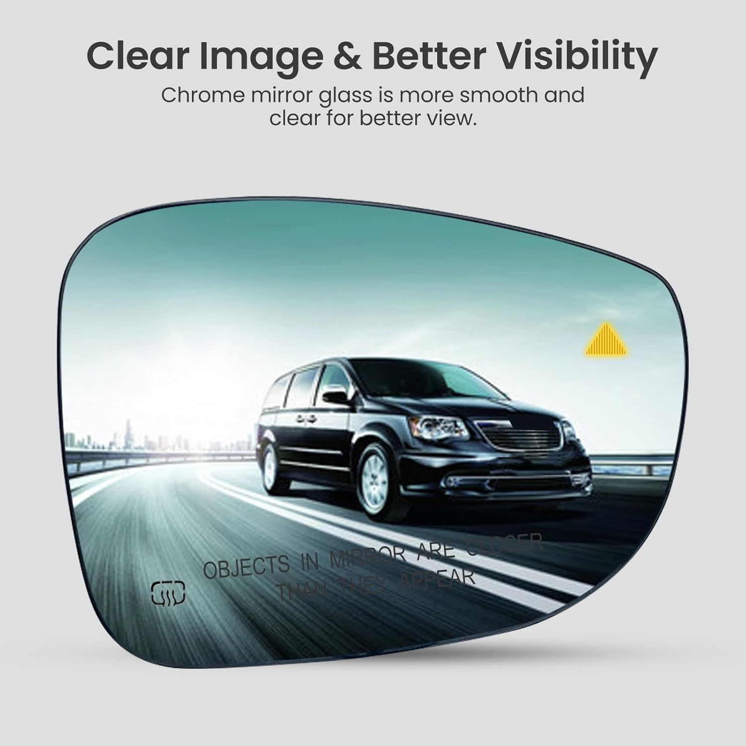 Passenger Side Mirror Glass with Blind Spot and Heat Compatible with 2017-2025 Chrysler Pacifica and 2020-2025 Voyager, Right Side Heated Mirror Replacement, Replaces 68318282AB 68318282AA CH1325135