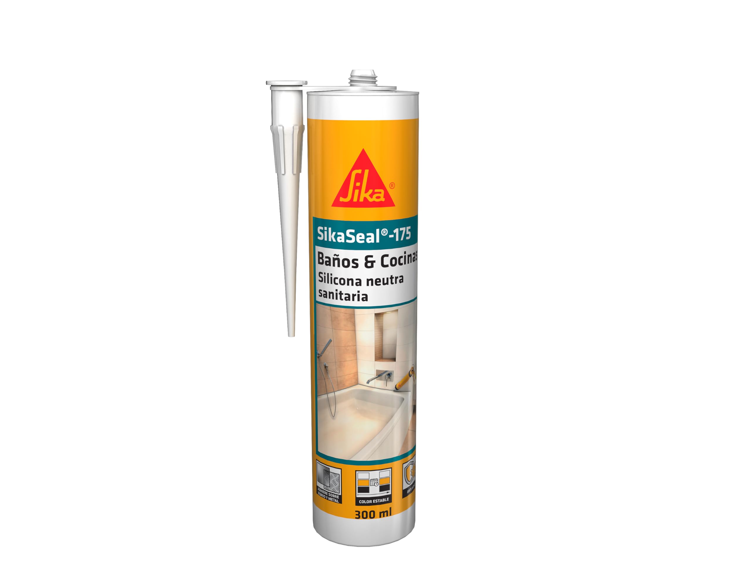 SIKA - Silicone neutro sanitario - SikaSeal 175 Bagni e Cucine - Bianco - Sigillante in silicone antimuffa per applicazioni sanitarie - Odore molto basso - 300 ml