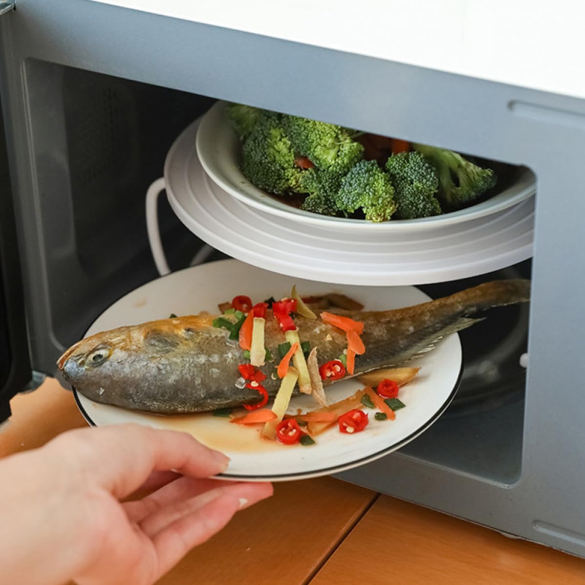 Microwave Heating Shelf Layered Storage Food Steaming Rack