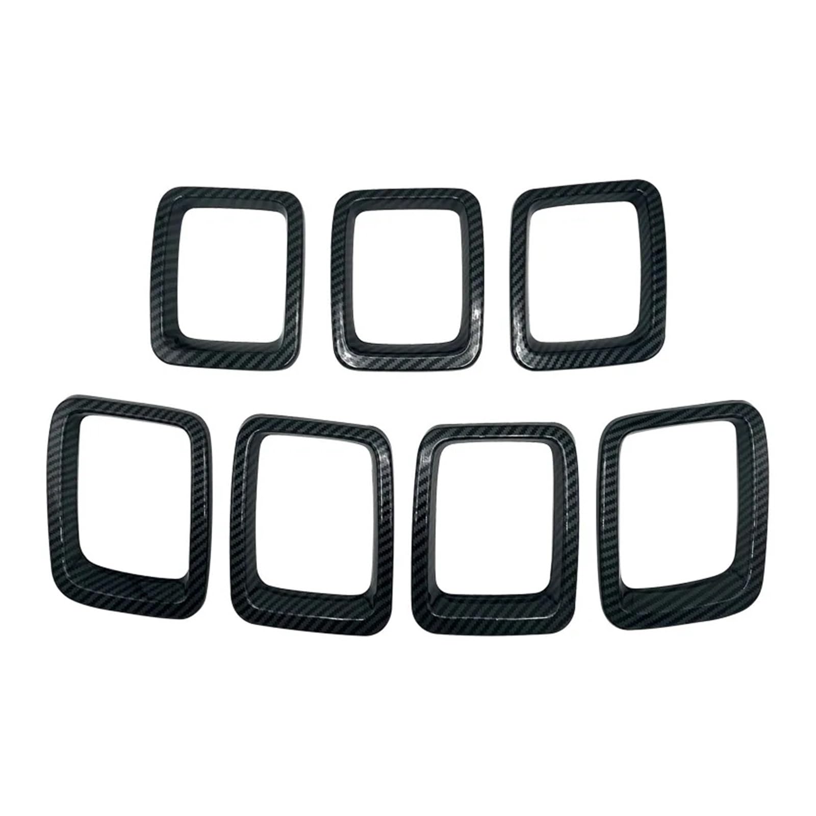 Front Grille For Jeep For Compass 2017 2018 2019 2020 2021 Plastic Ventilation Car Accessory Front Grille Cover Grill Ring Inserts Frame Trims Kit Fit Suitable(Carbon Fiber)