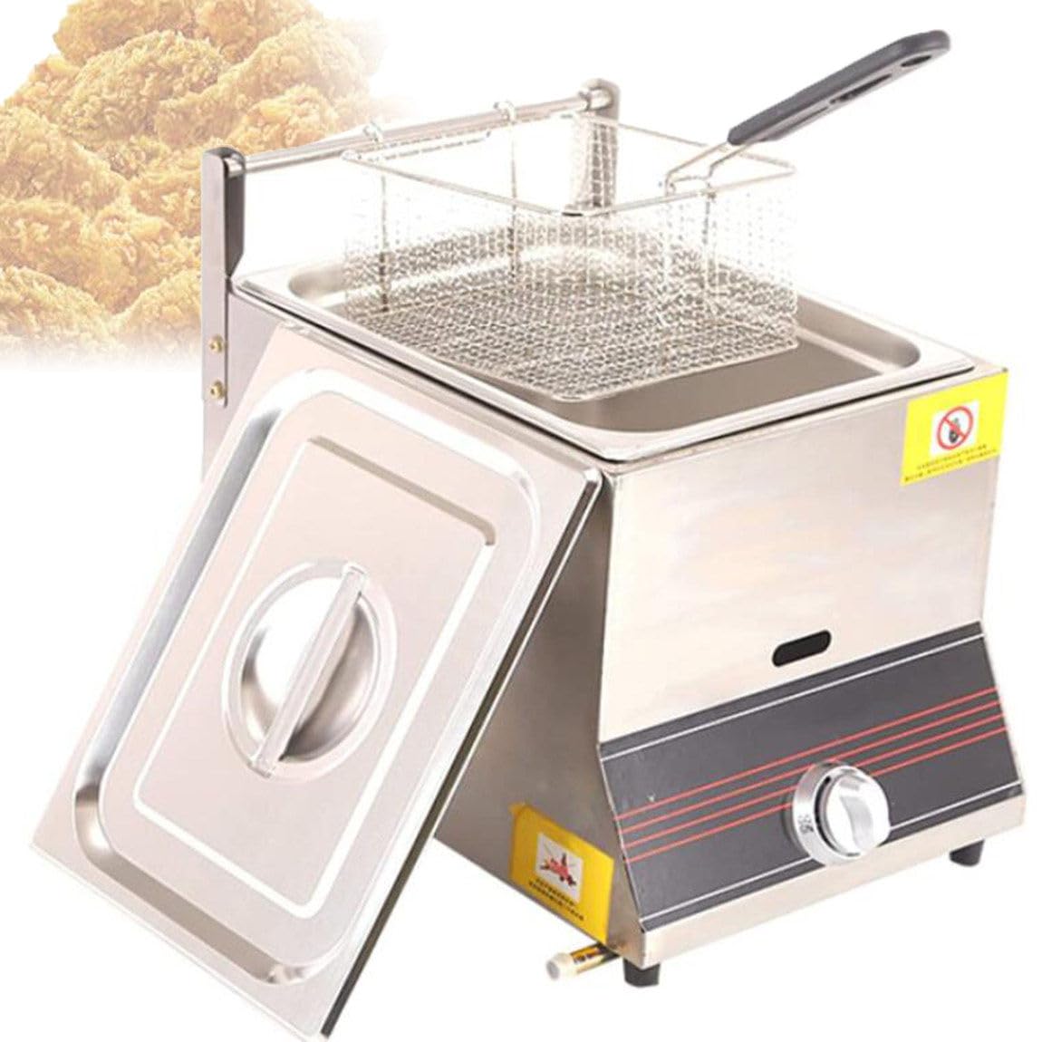 IUokLU 6L/12L Liter Stainless Steel Deep Fryer,Commercial Gas Fryer Fryer Worktop Oil Fryer for Restaurant Home,Countertop Oil Fryer for Restaurant Home for Roast Chicken and,6L (6L)