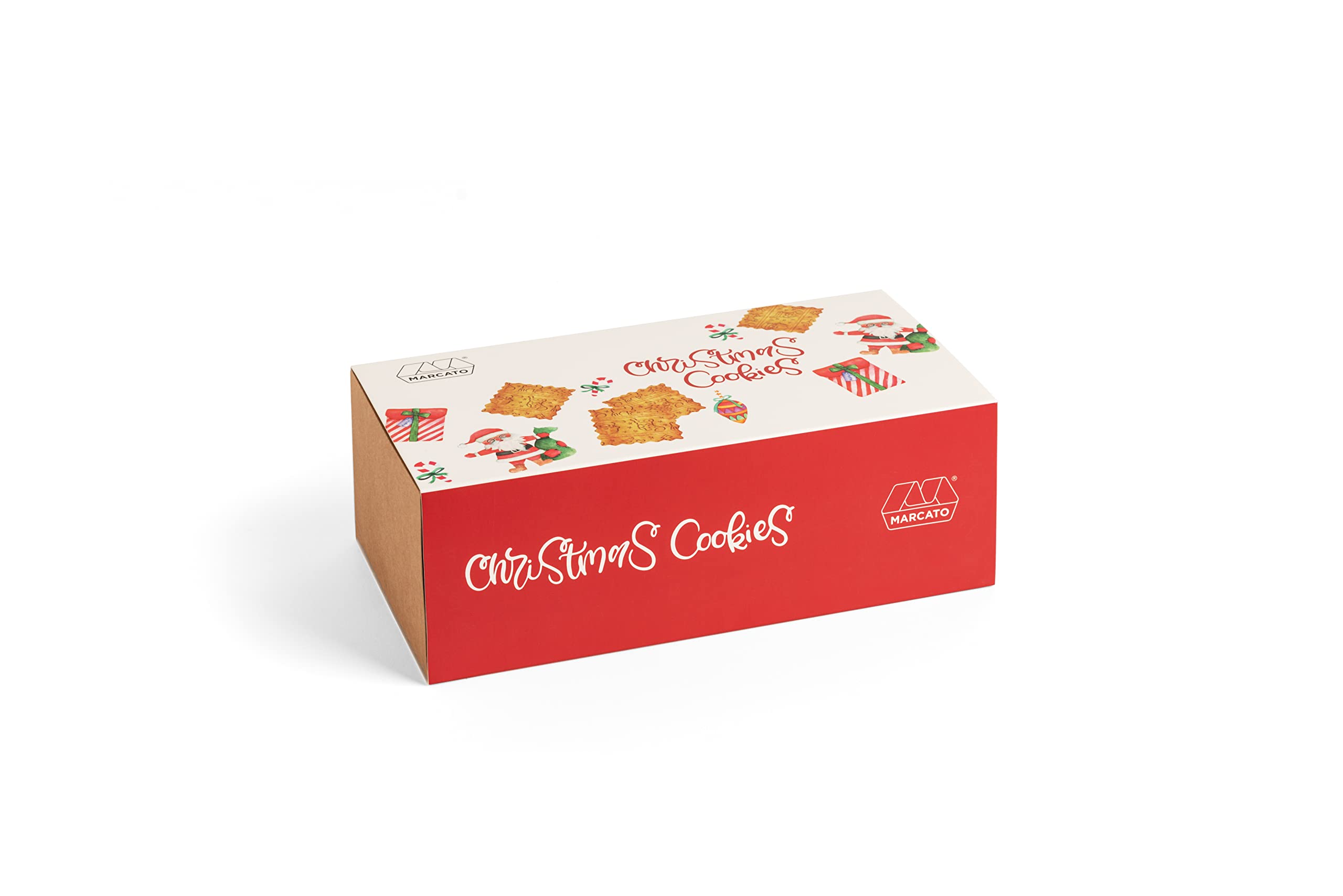 Marcato Kekszubereitungs-Set, Weihnachtsthema, Teigrolle für Kekse, quadratisch, 58 mm + Weihnachts-Rezeptbuch, hergestellt in Italien, Modell: Christmas Cookies