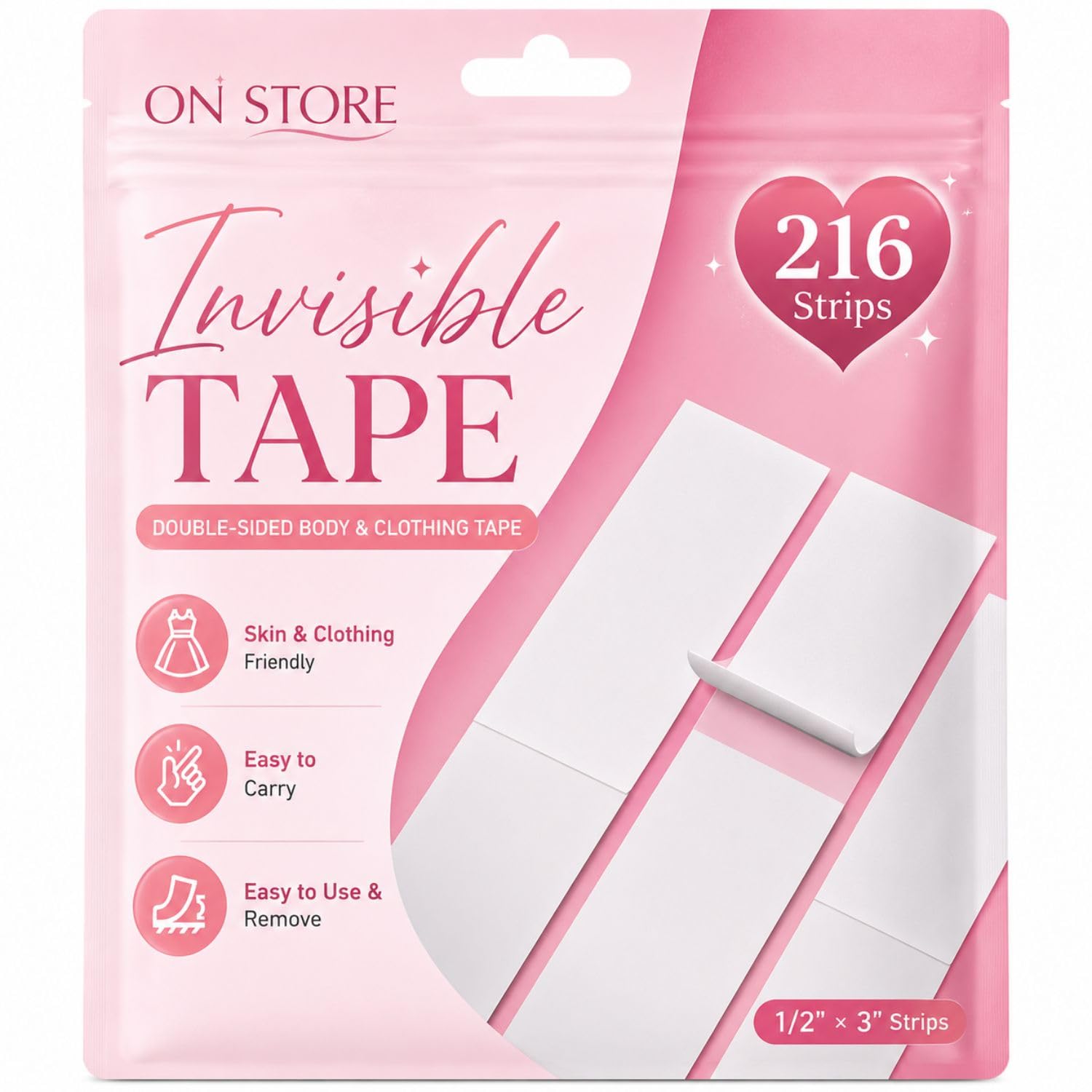on store Invisible Tape Double Sided Clothing Body And Fashion Tape Strong Hold Transparent Adhesive Strips For Dresses Saree Blouse Party Wear And Daily Use 216 Strips-picture-37