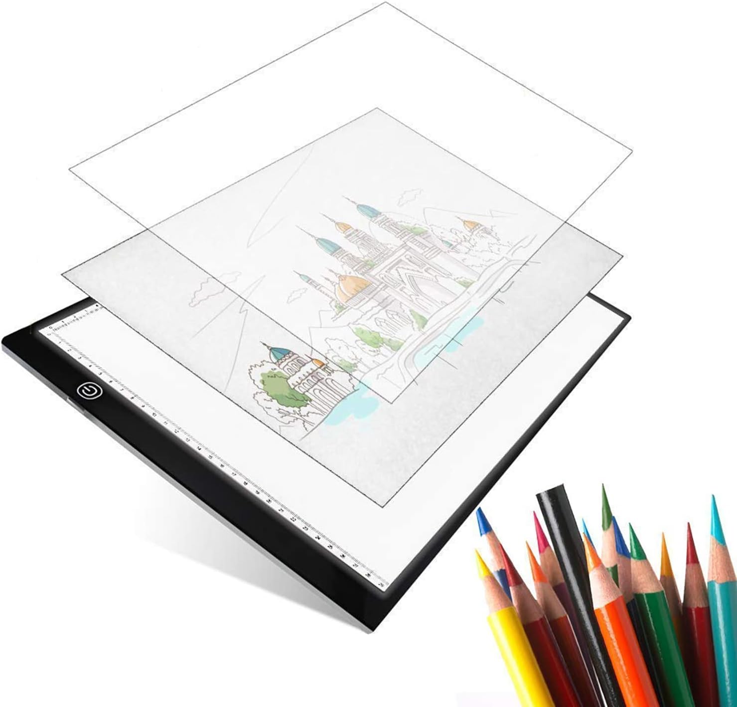 UKON A4 LED Light Box Drawing Light Pad Art Tracing Xray Light Board for Tracer Kids Artists Diamond Painting with Dimmable Brightness for Embroidery Sketching Animation Stenciling (Old Version)