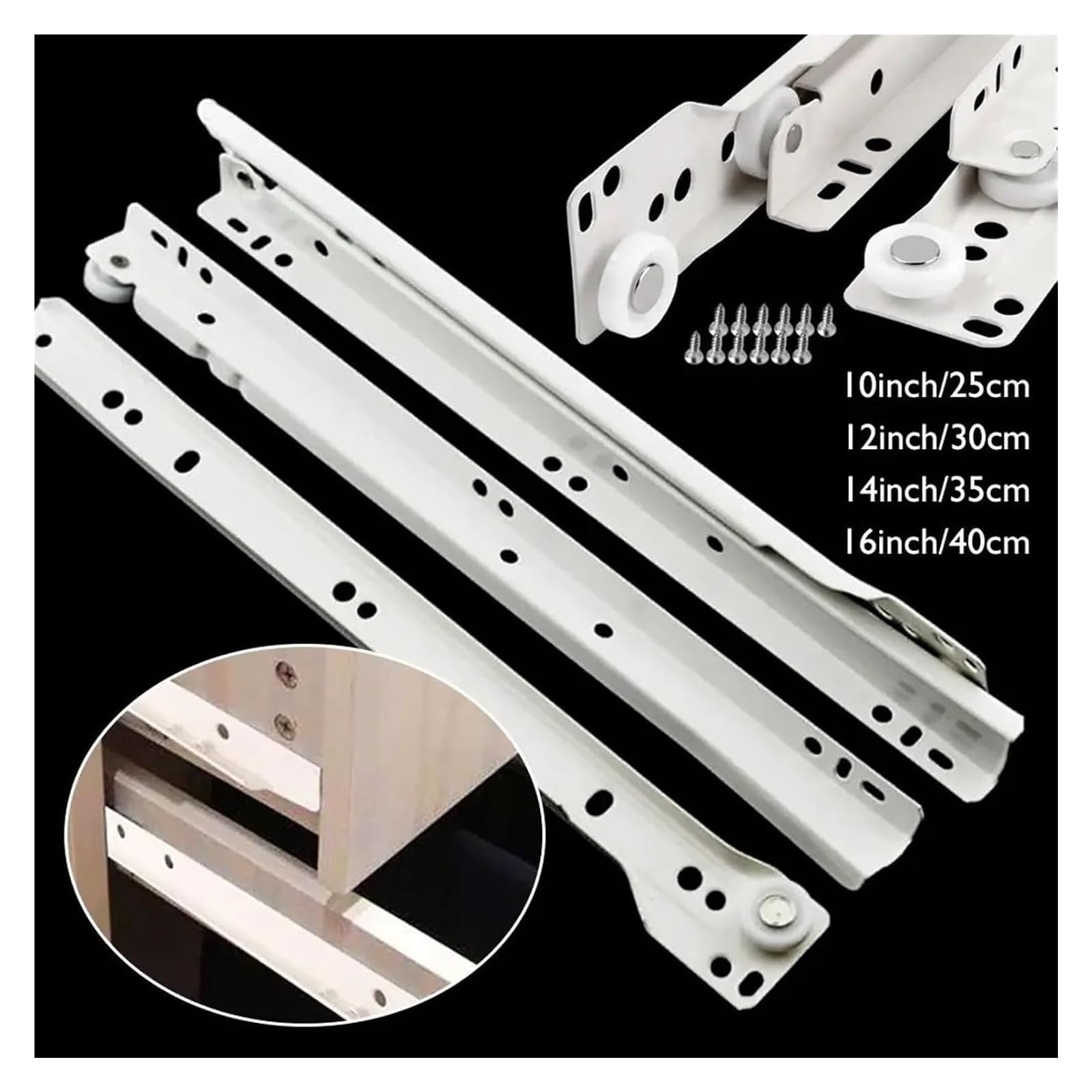 Guías para cajones, 2 piezas, 10-16 pulgadas, secciones for gabinetes(14in 35cm)