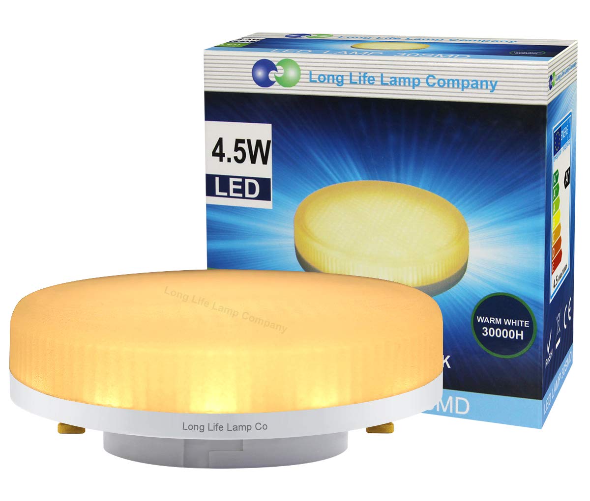 Long Life Lamp Company GX53 4.5 Watt LED Light Bulb Replacement CFL,Warm White