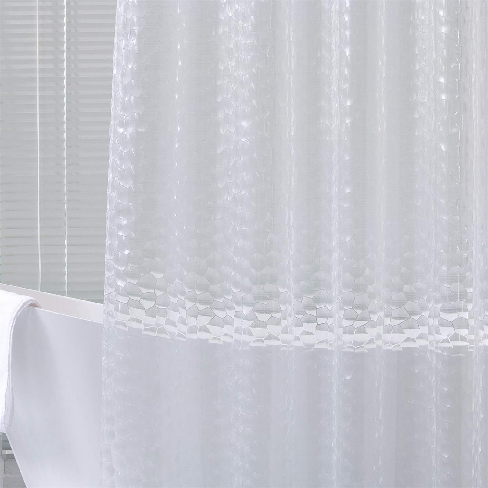 Generisch Rideau de douche long à séchage rapide - Motif effet 3D - En plastique transparent épais - Imperméable - Pour salle de bain - Décoration d'intérieur