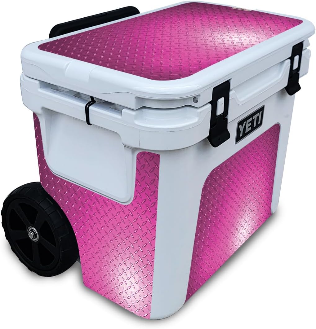 Skin Compatible with Yeti Roadie 32 Wheeled Cooler - Pink Diamond Plate - Premium 3M Vinyl Protective Wrap Decal Cover - Easy to Apply | Crafted in The USA by MightySkins