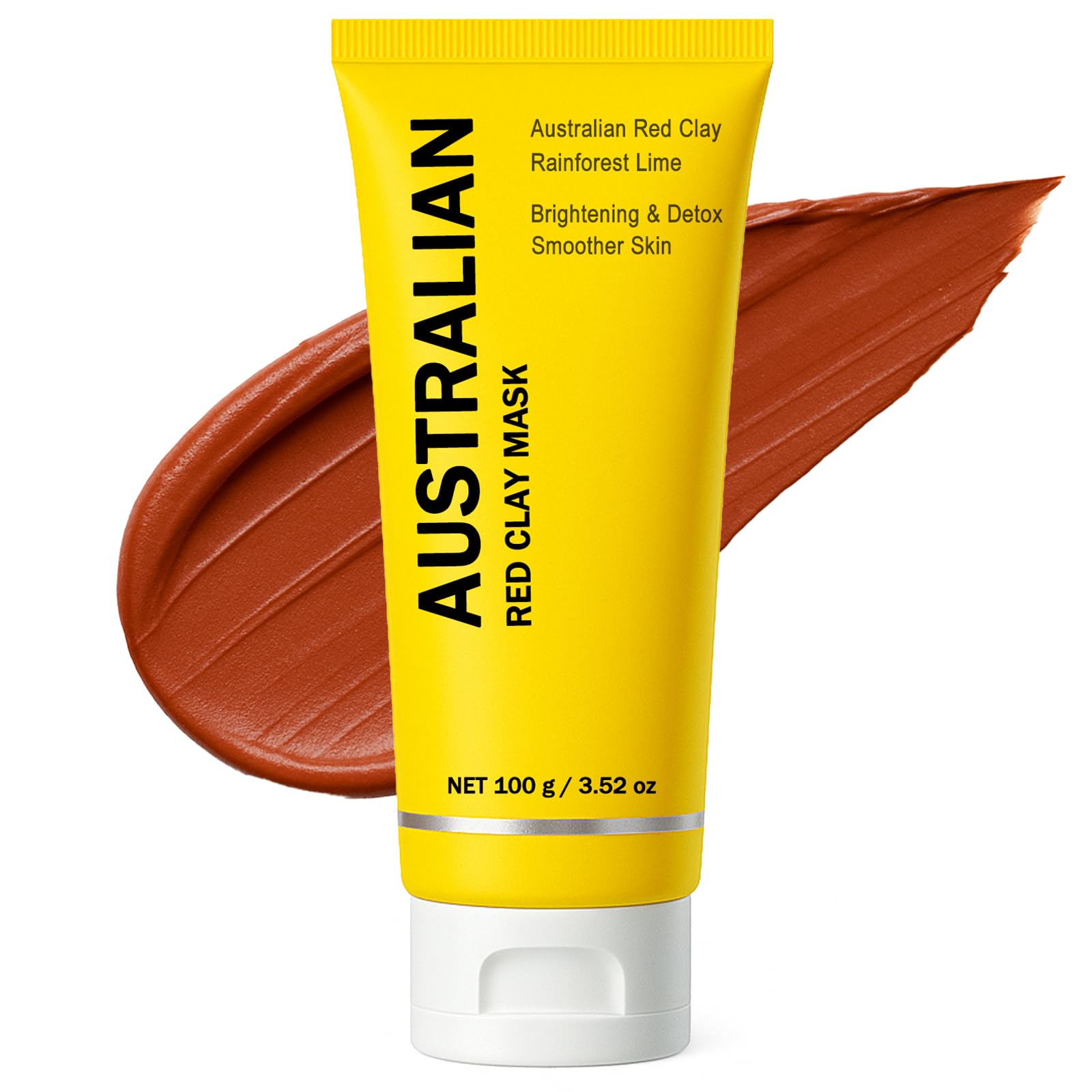 Australian Red Clay Face Mask, Mineral-Rich Detox Mud Mask with Kakadu Plum, Desert & Rainforest Lime Extracts, for Radiant-Looking, Smoother Skin, All Skin Types, 100 mL (1)