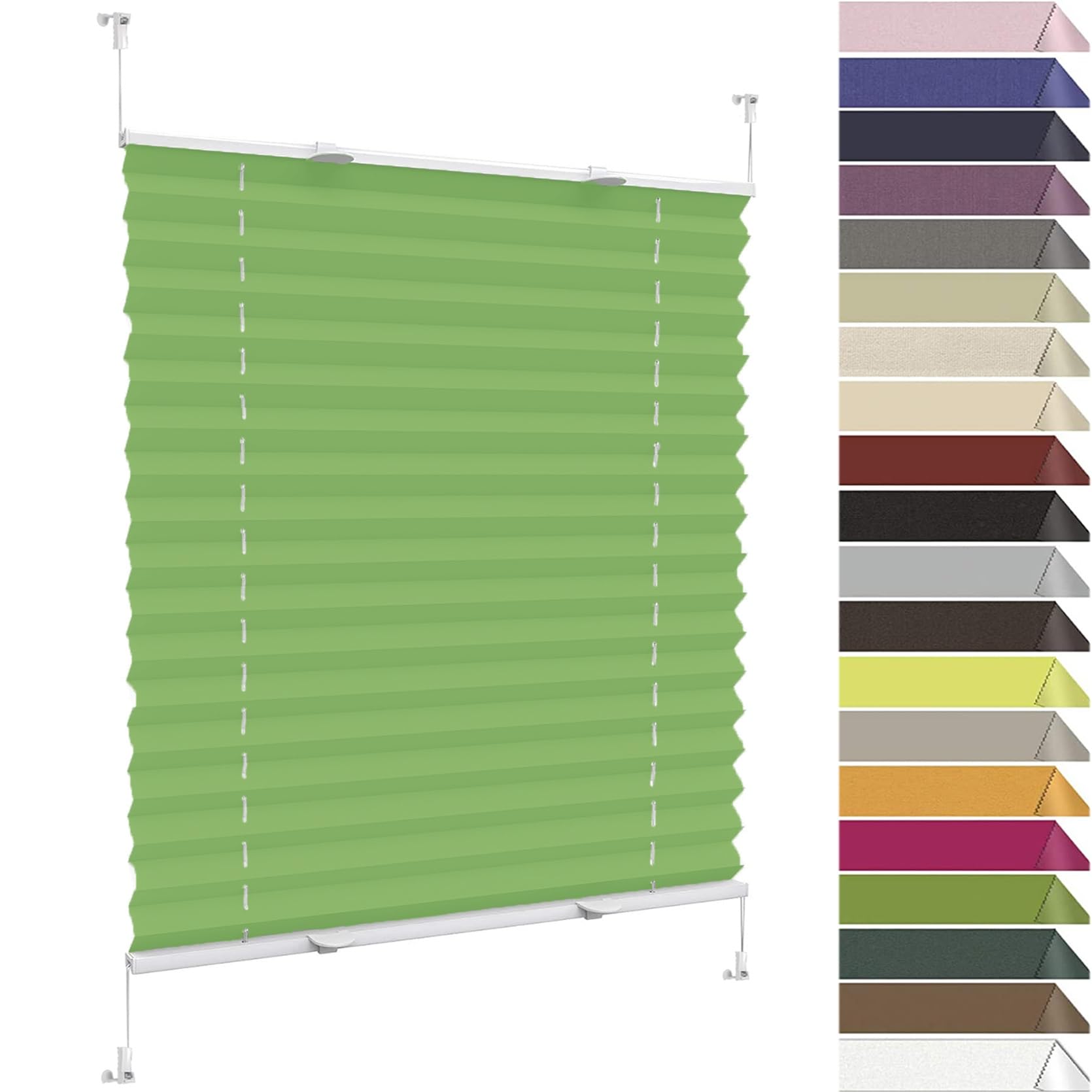 Stick on Blinds for Windows with Clips 25 x 165 cm (W x H), Easy to Install No Tools Needed Quick Fix, Temporary Blinds for Windows Paper, Blinds Window Shades, for Window Door, Tender Green