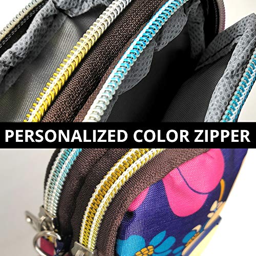 Walking Armband Crossbody Bags For Women - Small Mini Cross Body Shoulder Wallet Purse Pouch Bag For Iphone 6S 7 8 Plus X Xr Xs 11 12 13 Pro Max Jogging Trekking Gardening Yoga Biking Gym/Big Flower #TOP2