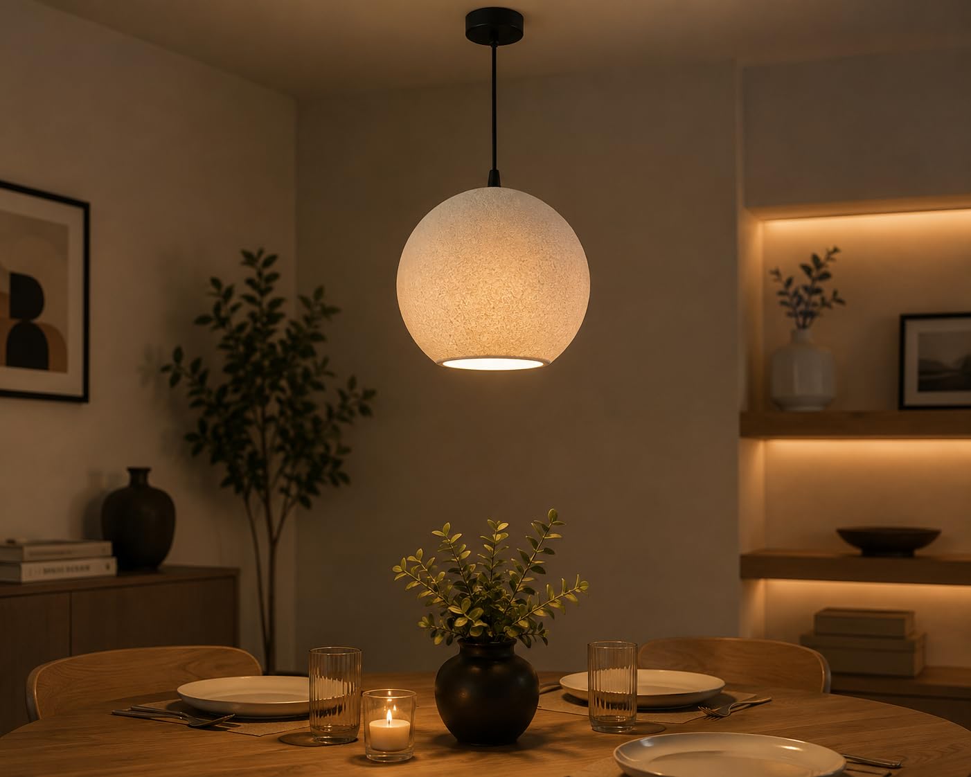 Astra Sphere Pendant Ceiling Lamp | Modern Textured Globe Hanging Light | Minimalist Globe Pendant Light for Living Room, Dining Area & Bedroom-image-29