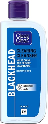 Clean & Clear Blackhead Clearing Cleanser 200ml Oil-Free Face Wash for All Skin Types, Salicylic Acid Formula to help Prevent Blackheads and Delicately Remove Dead Skin, Oil & Impurities