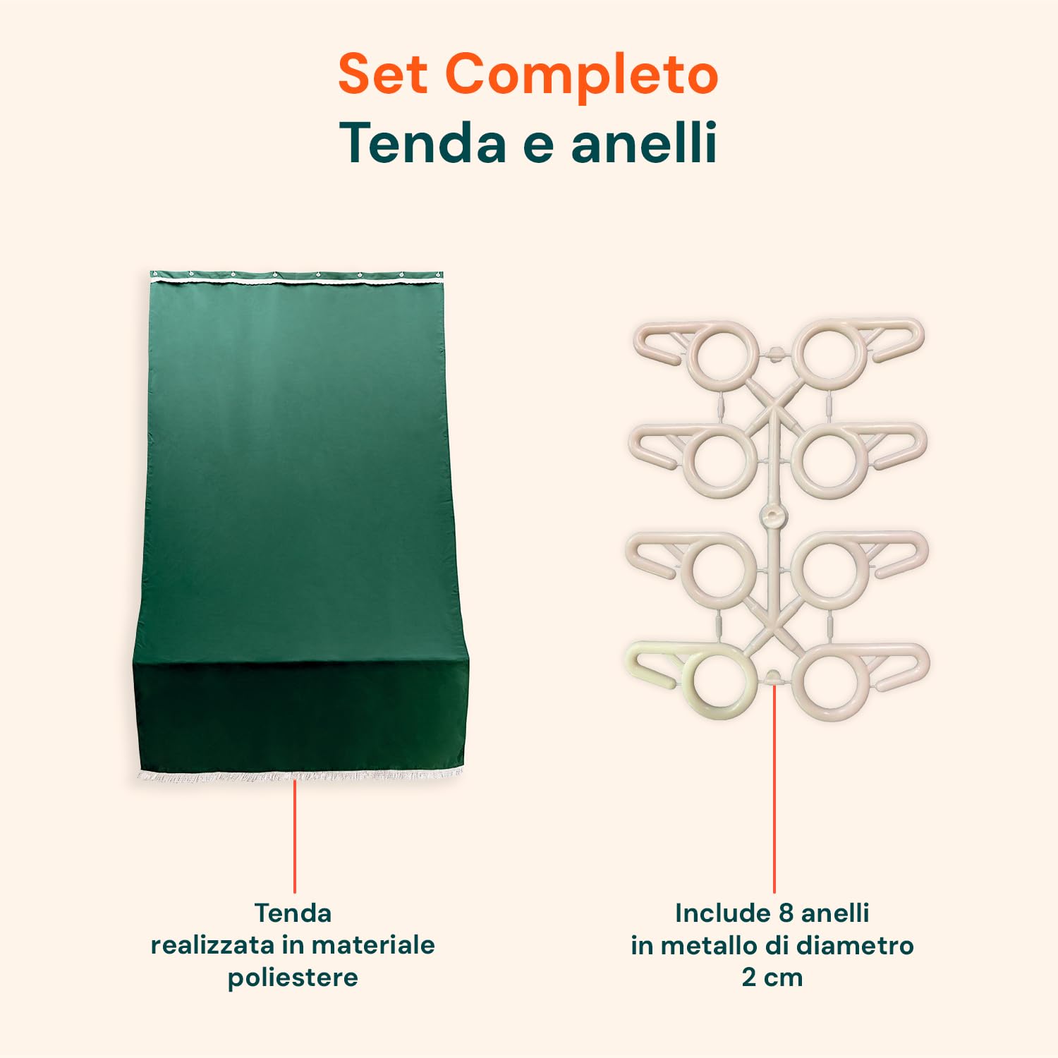Tenda da Sole per Esterno Verde con Anelli h 300x140 cm - Tende da Sole per Esterni Rimovibili in Poliestere - Tendone Balcone Esterno Parasole per Giardino e Gazebo