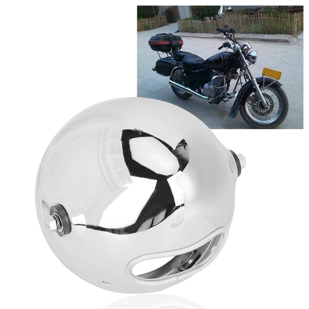 Qiilu Motorrad Scheinwerfer Gehäuse Lampenabdeckung, 5.75 Zoll Scheinwerfergehäuse LED -Scheinwerferschalenabdeckung von Motorradmodifikation Zubehör für Motorrad mit 1,3-1,6 Zoll Gabelrohr