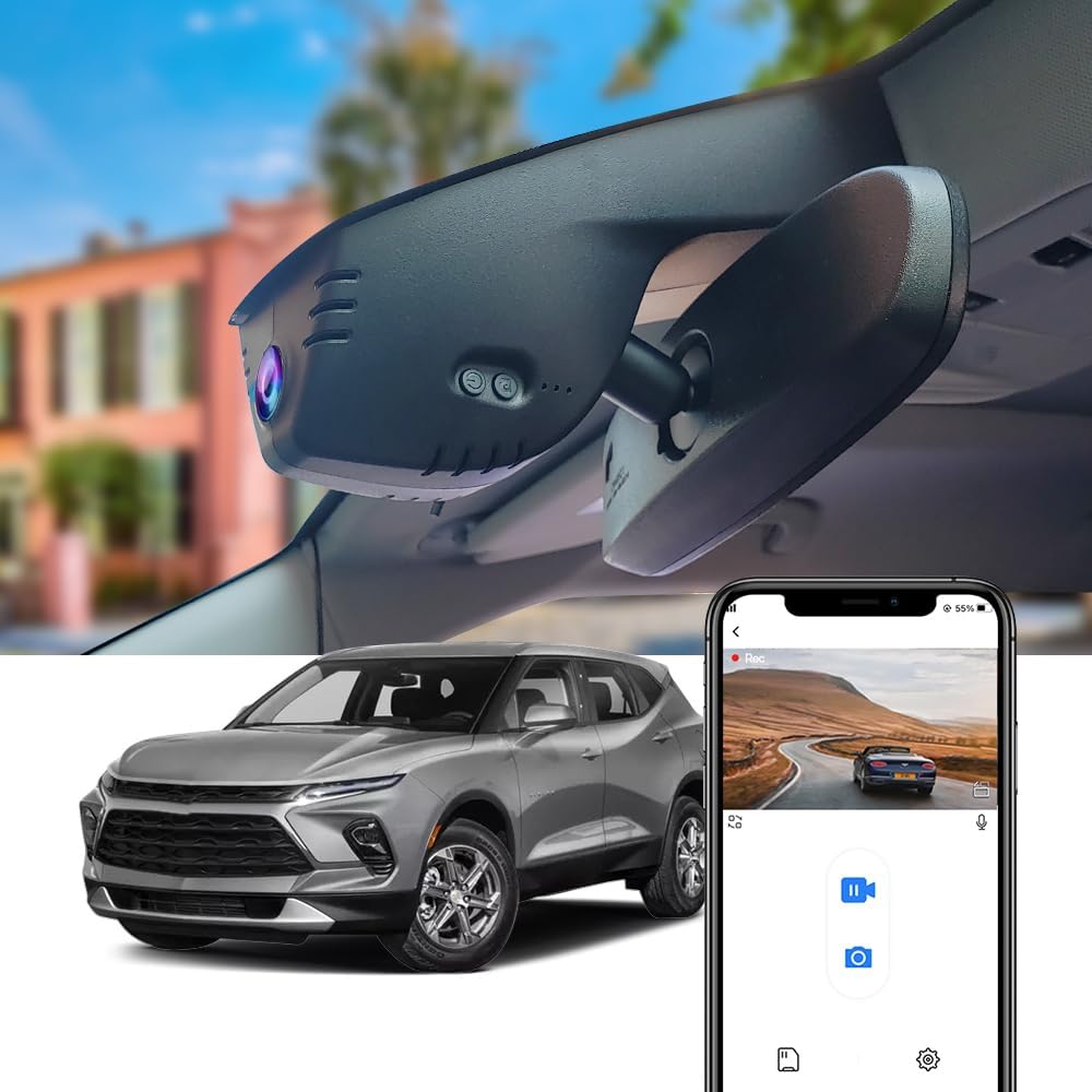 Fitcamx 4K Dash Cam Suitable for Chevy Blazer 2019-2024 RS LT Premier & Blazer EV (HD2-9808, Has Vents), OEM Look, UHD 2160P Video, WiFi & APP, Loop Recording G-Sensor, Plug&Play, 64GB Card