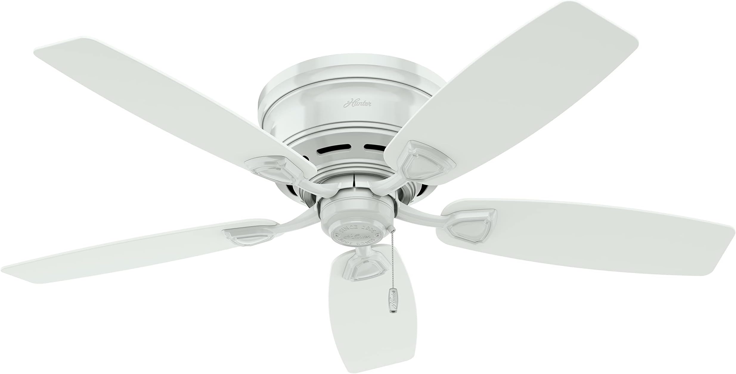 Hinter Fan 48" Outdoor Hugger Ceiling Fan in White with 5 White Plastic Blades (Renewed)