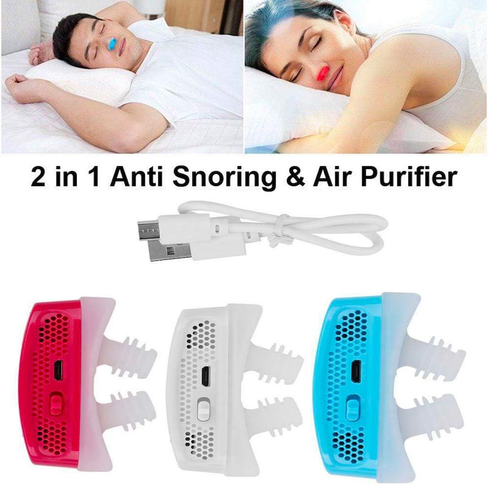 Upgraded Anti Snoring Device Nasal Dilator Snore Stopper Better Than CPAP Devices System, Strips or Mouthpiece. Electronic USB Rechargeable Nose Vents Air Purifier Filter Stop Snore (White)
