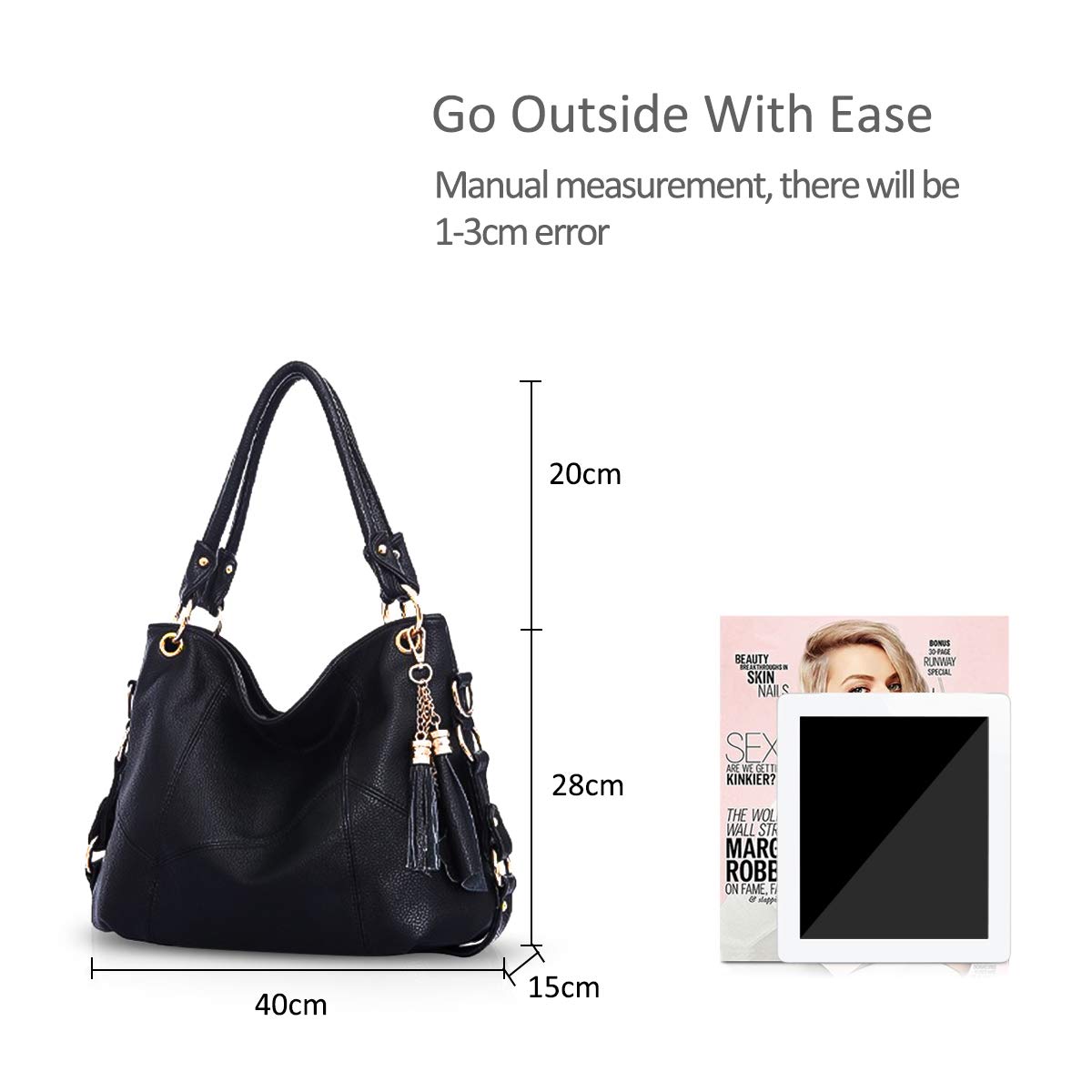 NICOLE & DORIS Sac à Main pour Femme Sac à bandoulière pour Femme en Cuir Sac fourre-Tout avec Pompon