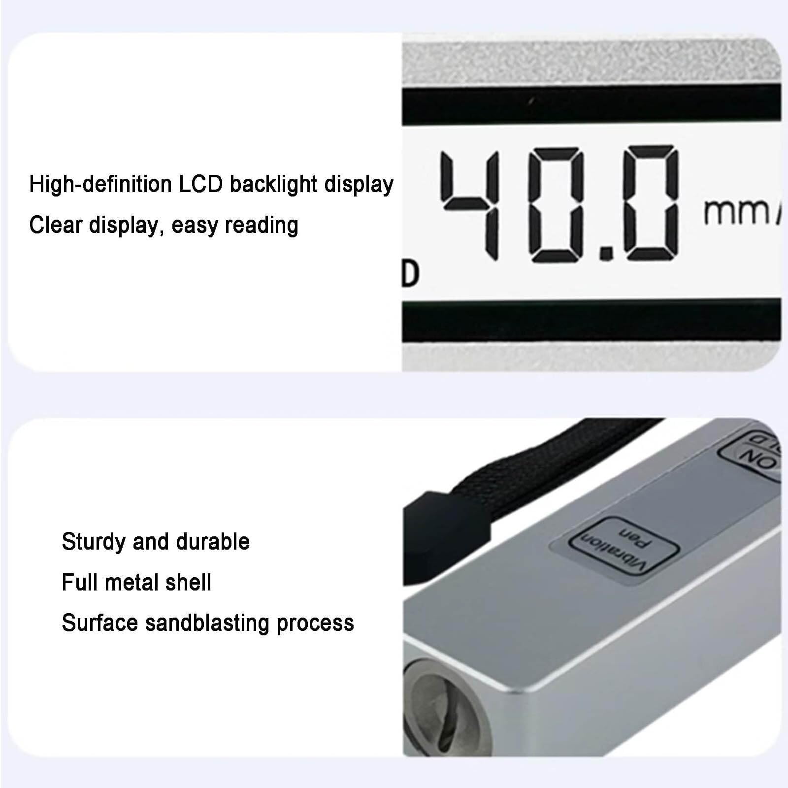 Digitales Vibrations-Analysegerät, Stift-Typ-Vibrationstester mit hochempfindlicher Sonde, klare Anzeige, Beschleunigungsweg-Tester, Frequenzbereich 10 Hz - 1 kHz, für Fabrik