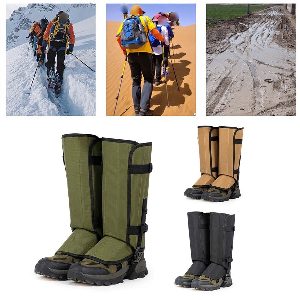 FUBESK Guêtres de randonnée imperméables 500D Oxford jambières réglables neige sable pour la protection chasse camping alpinisme unisexe Ml vert