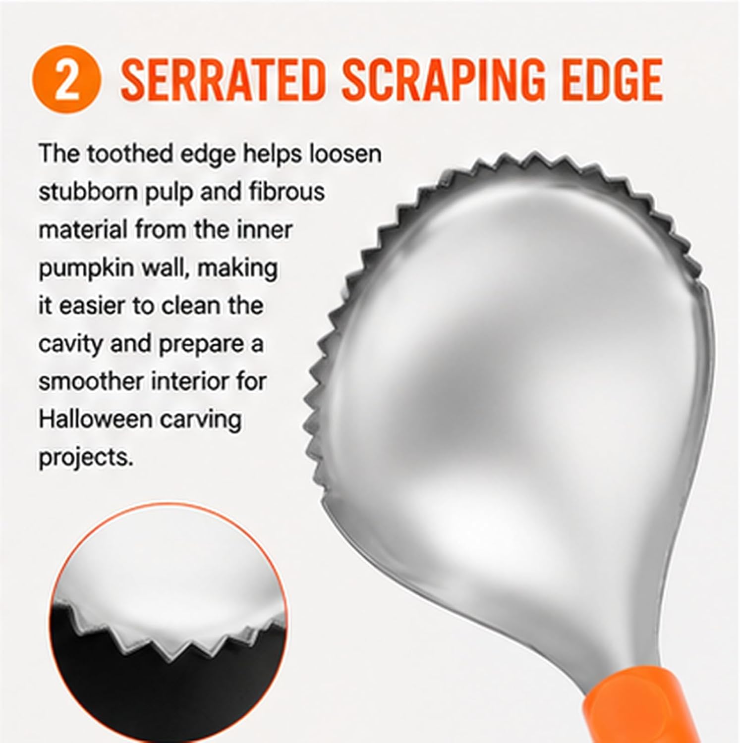 Pumpkin Scooper Tool, Metal Scraper Spoon with Serrated Edge for Carving