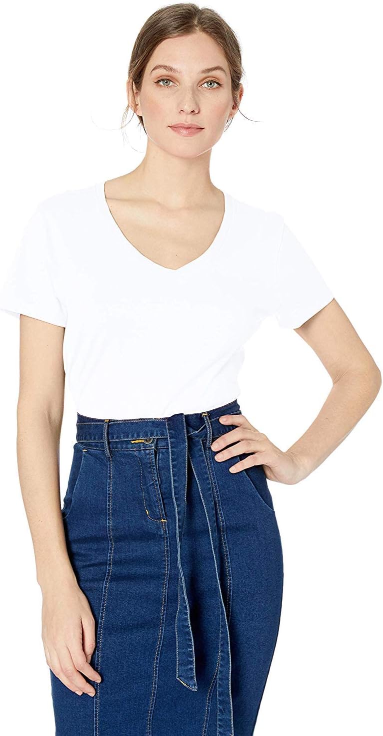 Hanes Women’s Perfect-T Short Sleeve V-Neck T-Shirt, Deep Royal, L
