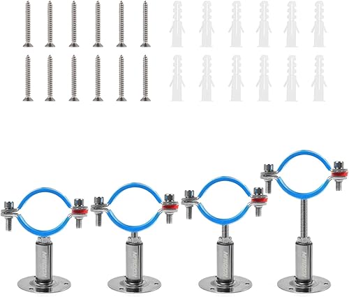 Kodilin 4 soportes de tubo de montaje en pared mejorados, abrazadera de tubo de montaje en pared de acero inoxidable 304 adecuada para tubería OD de