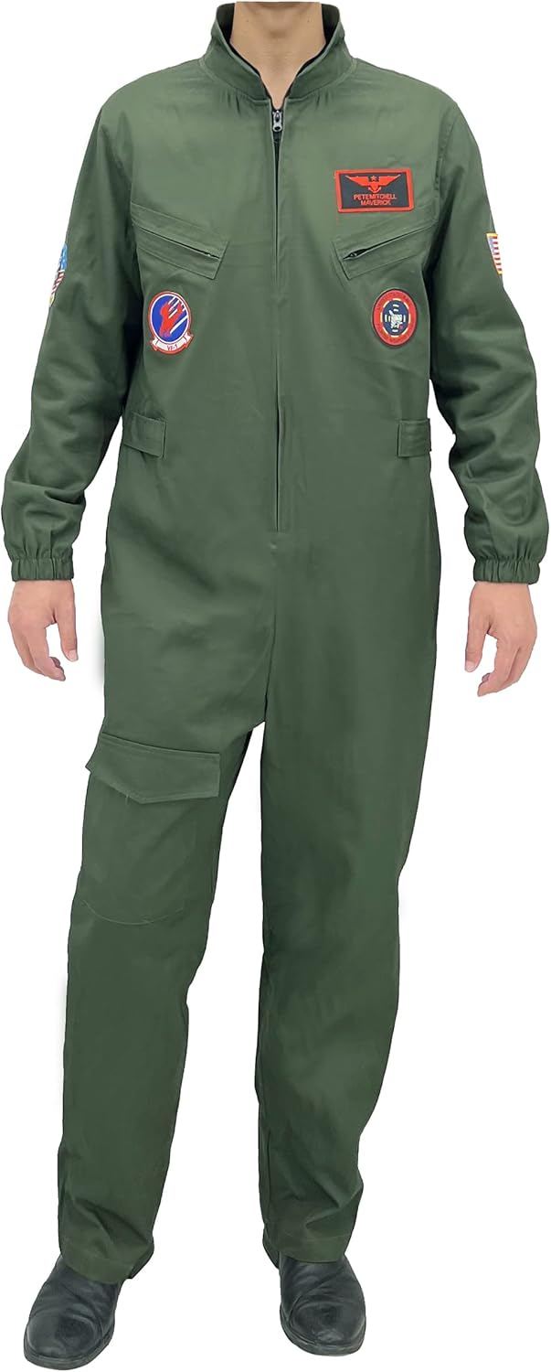 Maverick Flight Pilot Jumpsuit Halloween Cosplay Costume For Adult Mens-M - Image 5