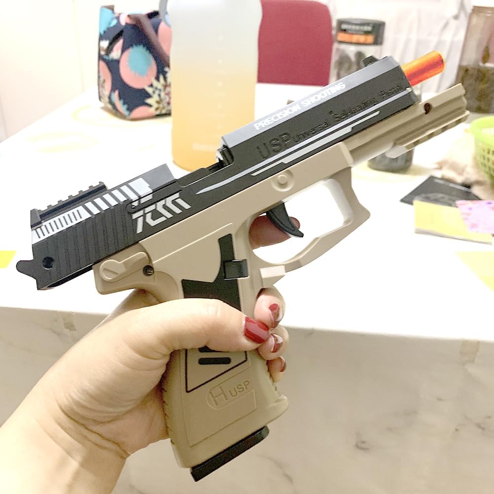 Dreamplay Shell Ejecting Toy Gun, Automatic Pull Back Action Shooting Games Education Model Toy for Kids Gifts - Image 4