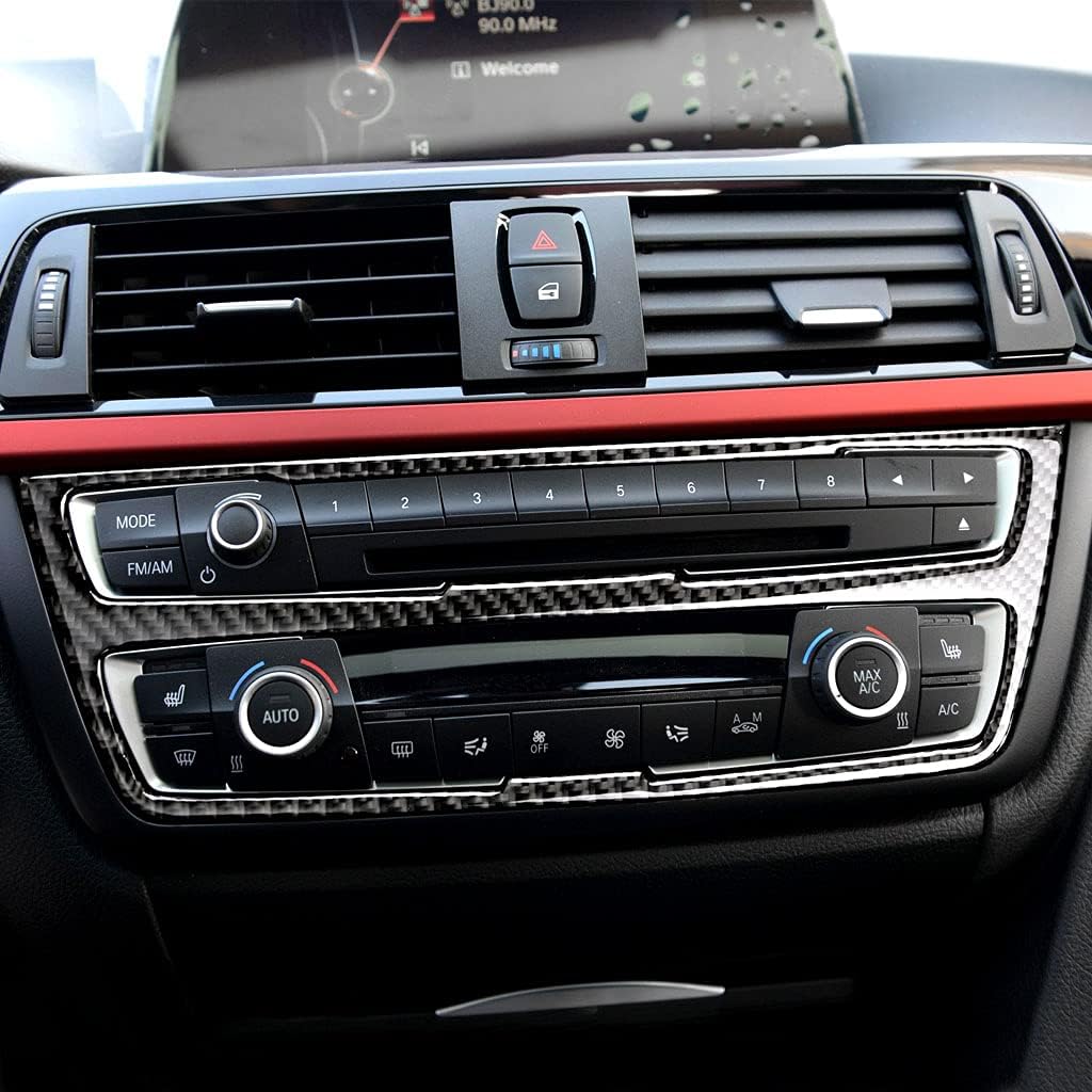 Carbon Fiber PC Vinyl Cover Trim Sticker Accessories Decoration Compatible with BMW 3 Series F30 2011-2019 Black. (Dashboard Instrument Panel 03)