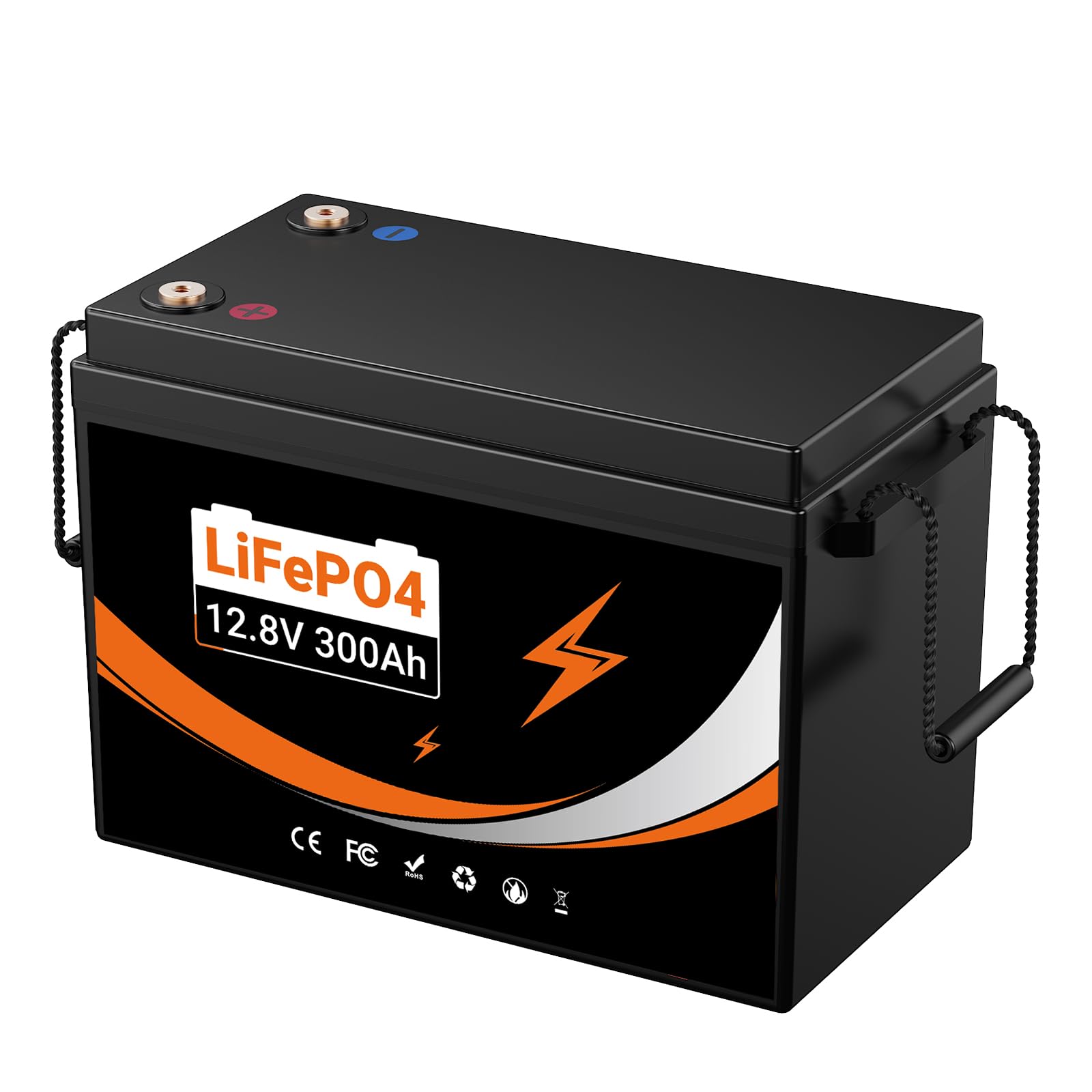 Batterie Lithium 12V(12.8V) 300Ah, Batterie LiFePO4 Rechargeable avec BMS 200A, 3840Wh, Pour Camping Car, Système Off-Grid, Bateau, Caravane, Solaire
