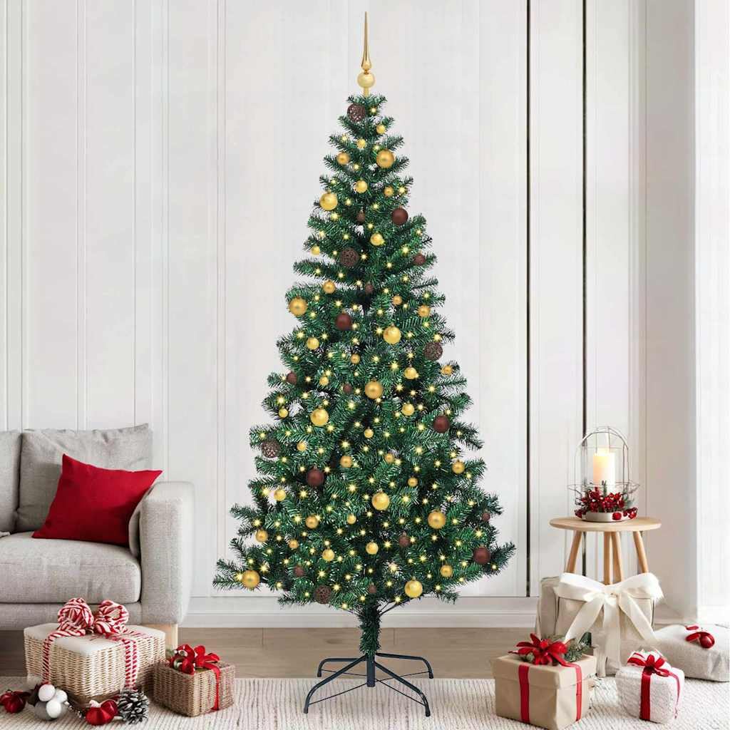 Árbol de Navidad artificial preiluminado verde 240 cm sin enredos de luces