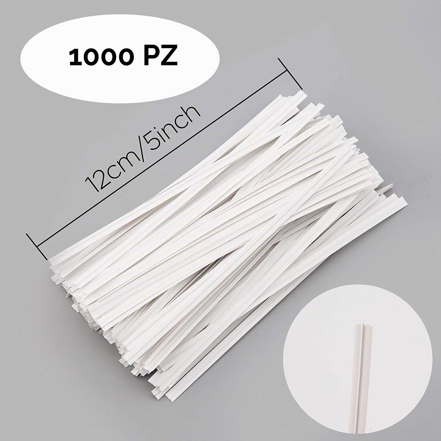LUTER 1000 pezzi 12 cm cravatte intrecciate in carta bianca fascette riutilizzabili cravatte intrecciate in carta sacchetti di caramella, sacchetti di caffè, snack, torte, forniture per feste