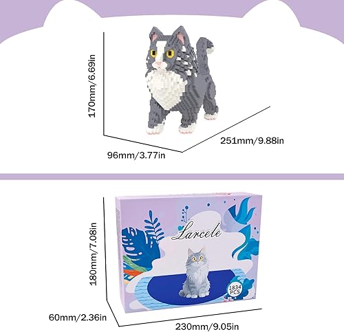 Vista 42 de Larcele Juego de mini bloques de construcción para gatos, ladrillos de juguete de construcción 3D para bricolaje, 1390 piezas KLJM-05